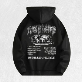 World Peace Graphic Hoodie 100% Cotton US Warehouse 6 ColorsColor: Blue, Size: L