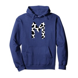 Creative Bold Marker Letter M - Cow Pattern Design Pullover Hoodie