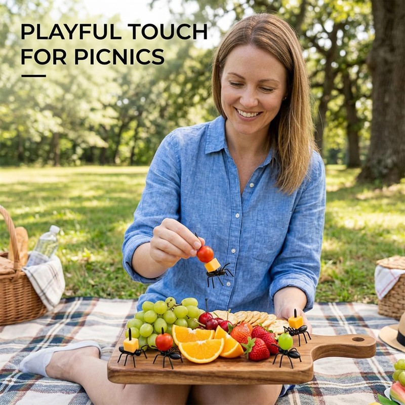 72Pcs Ant Toothpicks, Plastic Ants, Count Fake Ants for Picnic