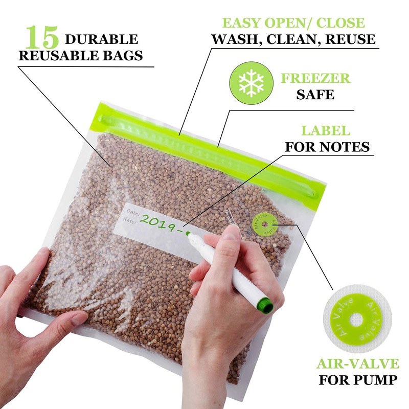 O2frepak 15 Sous Vide Bags Reusable Food Vacuum Sealed Food
