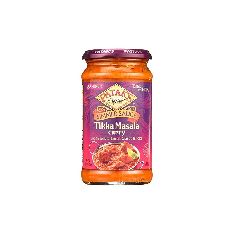 Patak's Tikka Masala Curry Cooking Sauce, Medium, 15-Ounce Glass Jars
