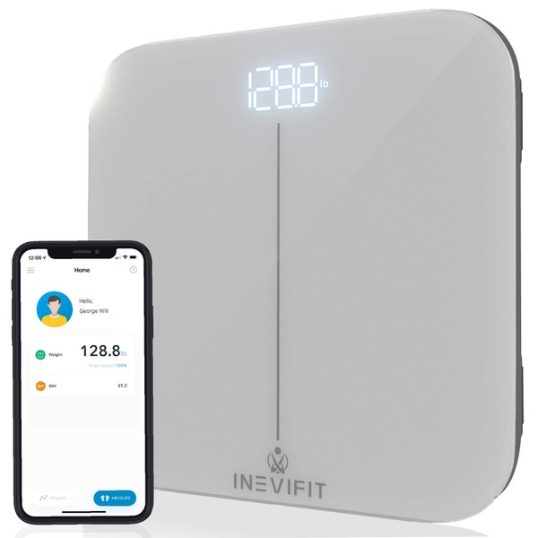 INEVIFIT Smart Premium Bathroom Scale, Highly Accurate Bluetooth Digital Bathroom Body Weight Scale, Precisely Measures Weight & BMI for Unlimited Users