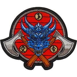 Ivamis Viking Dragon and Axes Patch- 4.4x3.6 inch - P7858