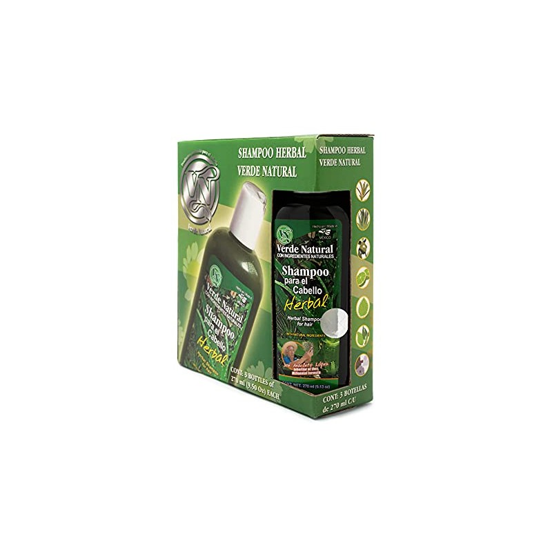 VERDE NATURAL - Shampoo Herbal Anti Caída - 3 botellas