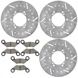 Caltric 3 Front Middle Brake Disc Rotor W/ Pad for Polaris Big Boss 500 6X6 1998-1999