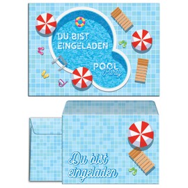 12 Children's Birthday Party Invitations Swimming Pool/Swimming Pool Party/Bright and Colourful Invitations, Modern