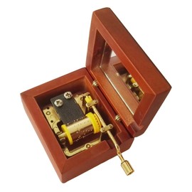 18 Note Hand Crank Wooden Musical Box with Gold-Plating Movement in,Brown Music Gift Box,You are My Sunshine Music Box