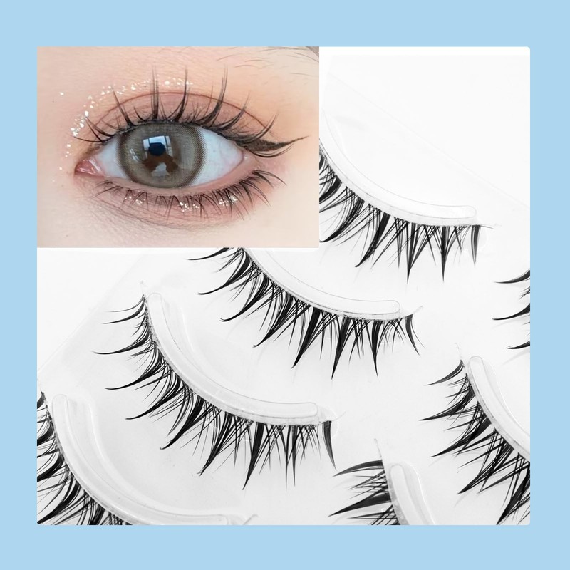 justcoco Natural False Eyelashes, Transparent Axis, False Eyelashes, Upper Eyelashes,