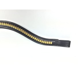 gs-sports Headband for Bridle Gold Clincher Headband Leather Black 42 cm