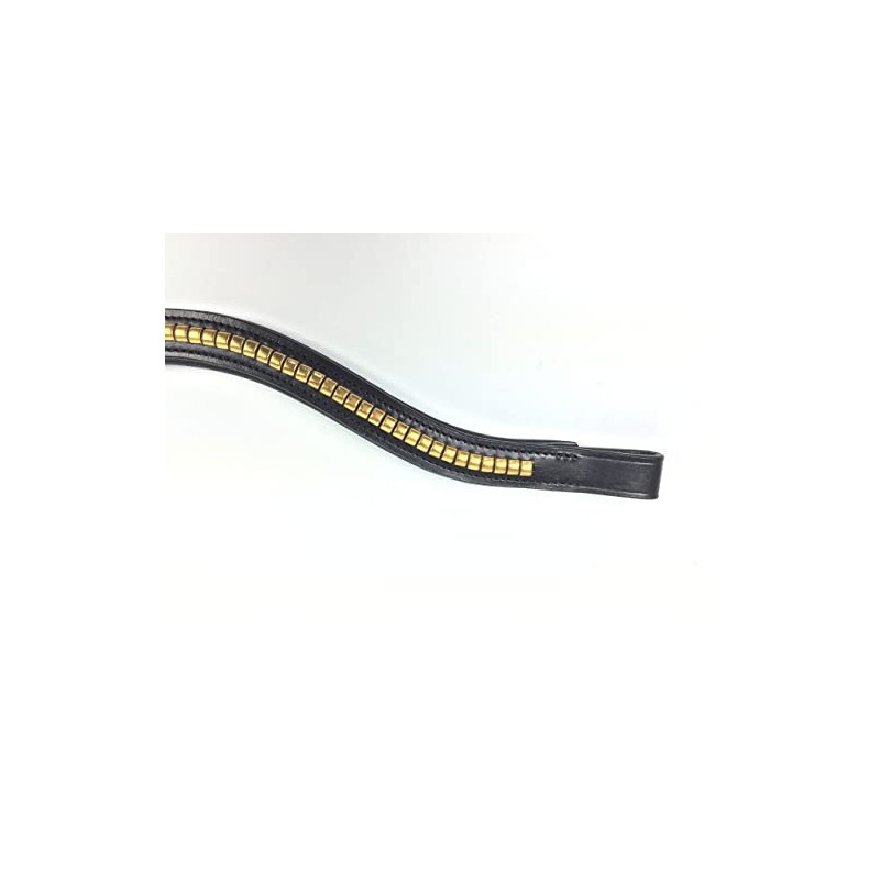 gs-sports Headband for Bridle Gold Clincher Headband Leather Black 42