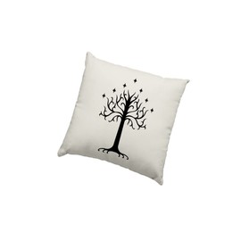 The Rings Cushion Cover - White Tree of Gondor Scatter Cushion Home Accessory Pillow Bedroom Fantasy Story Movie TV - Natural Canvas 40x40cm