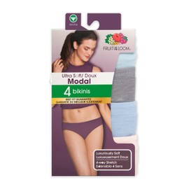 Fruit of the Loom Womens 4PK Ultra Soft Modal Bikini Panty, Assorted Colours, Size 5