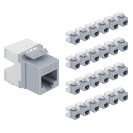 Tecmojo 180° Angled RJ45 Cat6 Keystone Jacks in Gray 25 Pack Compatible with 180° Angled Speed Termination Tool