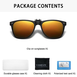YAMEIZE Polarised Clip-on Sunglasses - For Men and Women, UV400 Protection, Flip Up Sunglasses, Outdoor Driving, red
