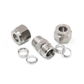 Pysrych 304 Stainless Steel Compression Tube Fitting Union with Double Ferrules 1/2" OD x 1/2" OD, Pack of 2