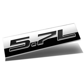 Auto Dynasty Chrome Finish Metal Emblem 5.7L Badge, (Black Letter)