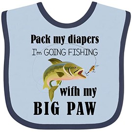 inktastic Pack My Diapers I Am Going Fishing with Big Paw Baby Bib Blue and Navy 425b0