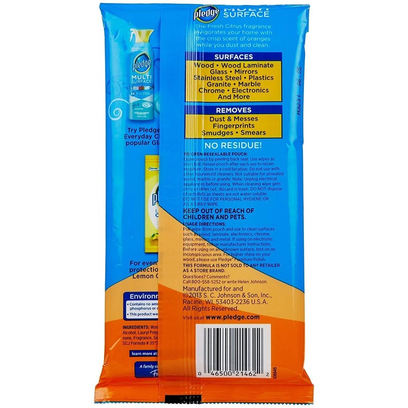 Pledge Multi Surface Everyday Wipes 25 ea (Pack of 6)