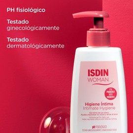 ISDIN Woman Higiene Intima, Gel de baño higiene íntima de uso diario, Ayuda a prevenir y proteger frente a agresiones microbiológicas externas e irritaciones, 200ml