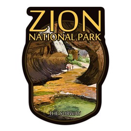 Die Cut Sticker Zion National Park, Utah, The Subway, Vinyl Sticker 3 to 6 inches, (Waterproof Decal for Cars, Water Bottles, Laptops, Coolers), Large