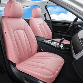 CarLuxor Pink Seat Covers for Cars,Front Seats Universal Fit for SUV, Sedans and Trucks,Waterproof Breathable Full Wrapping Edge Seat Covers, Luxury Automotive Seat Protecor Covers