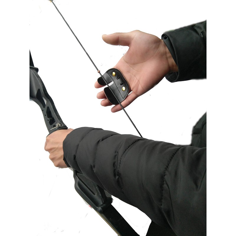 Windfulogo Cow Leather Archery Finger Tab Long Bow Hand Protector