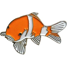 GBJUK Orange Koi Carp Fish Metal & Enamel Pin Badge Lapel with Butterfly Locking Back