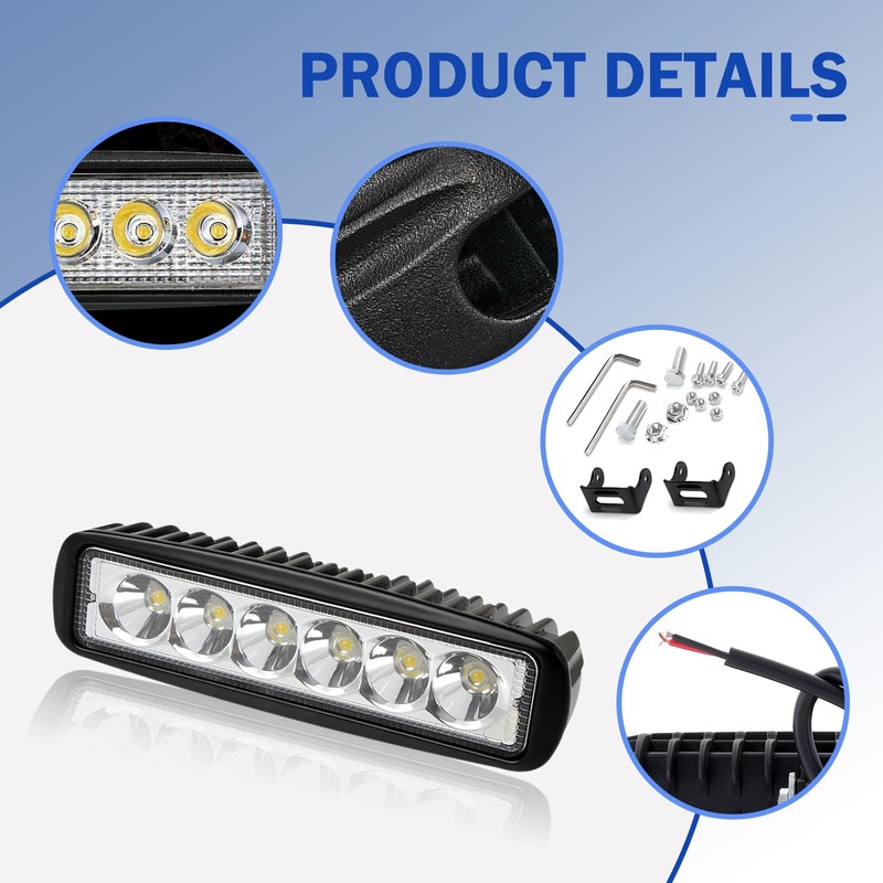LED Daytime Running Lights, 6LED 18W Plastic Shell Spotlight, IP67