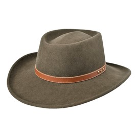 Bigalli Gambler Hat for Men/Women 100% Fine Wool Felt Crushable Porkpie Crown Water Repellent Winter Fall Hat Stylish | Moss Size S | Made in Ecuador | Mens Gambler