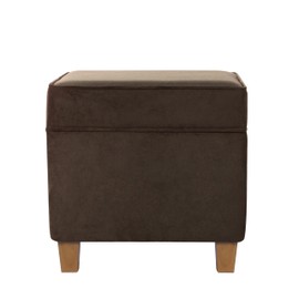 HomePop Home Decor Classic Square Storage Ottoman with Lift Off Lid | Ottoman with Storage for Living Room & Bedroom, Chocolate Brown Velvet