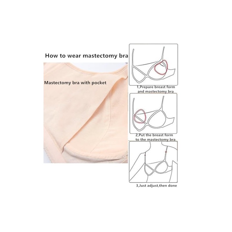 Trssorm Mastectomy Bra with Pockets for Many Types of Breast