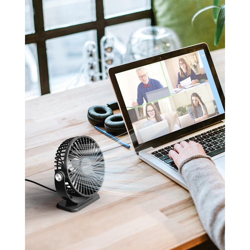TriPole Small Desk Fan USB Powered Portable Fan 3 Speeds