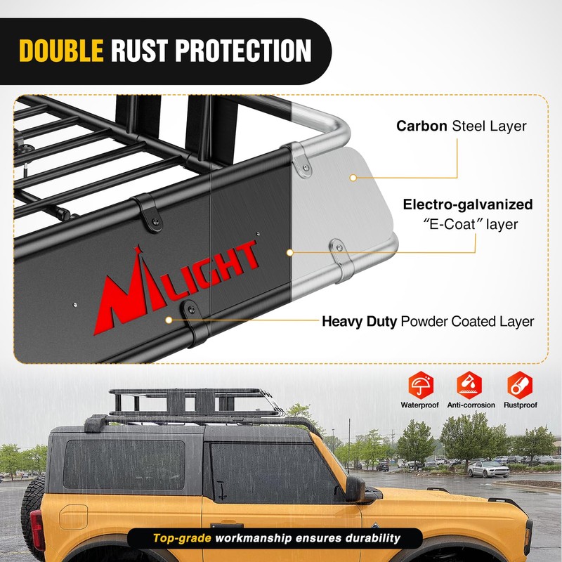 Nilight 43" x 39" x 6" Universal Roof Rack Cargo