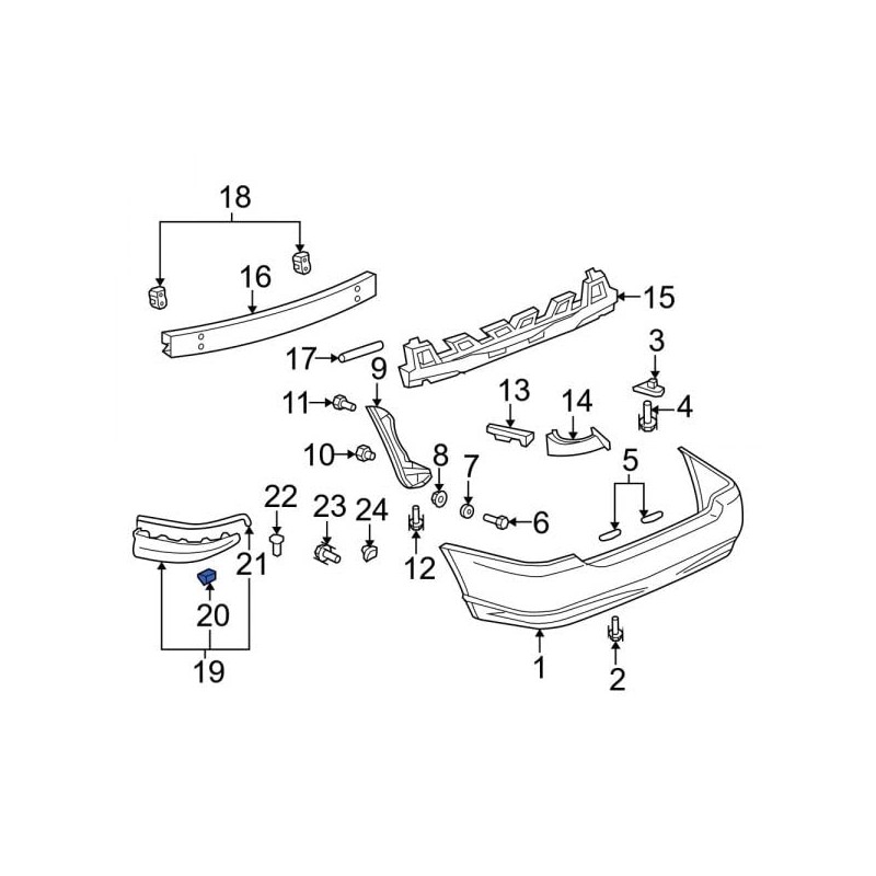 Rexka 15pcs Front & Rear Bumper Clips for Toyota 76853-10010