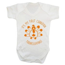 It's My First Canadian Thanksgiving! Baby Vest Bodysuit Babygrow Boys Girls Unisex White
