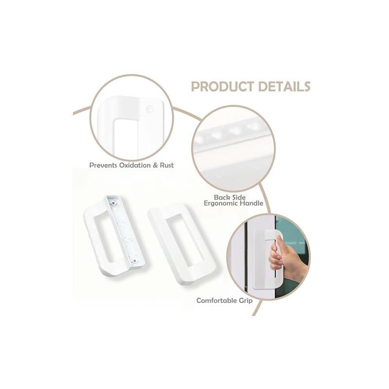 BTAMUD 2 PCS Sliding Door Handles Set Fits 5-5/8" Hole