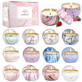 VIDA4U 12 Piezas Velas Aromaticas, Velas Aromticas Decorativas, Velas de Aromaterapia, Velas de Cera de Soya 100 Natural, Regalos para Recuerdos, San 