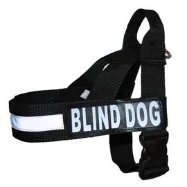Blind Dog Nylon Strap Service Dog Harness No Pull Guide Assistance Comes with 2 Reflective Blind Dog Removable Patches. Please Measure Your Dog Before Ordering.