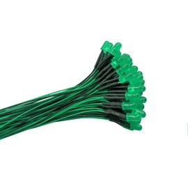 YIXISI Pack of 50 Pre-Wired LED, 12 V 5 mm Prewired Diode Light, Diffuse Emitting Light Diode Multi Colours Assorted Light, 20 cm (Green)