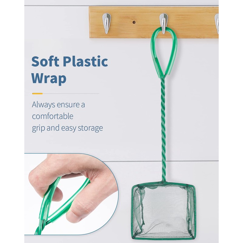 Pawfly 4 Inch Aquarium Fish Net with Braided Metal Handle