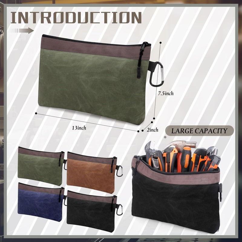 Eccliy 4 Pack Waxed Canvas Pouch 13 Inch Tool Bags