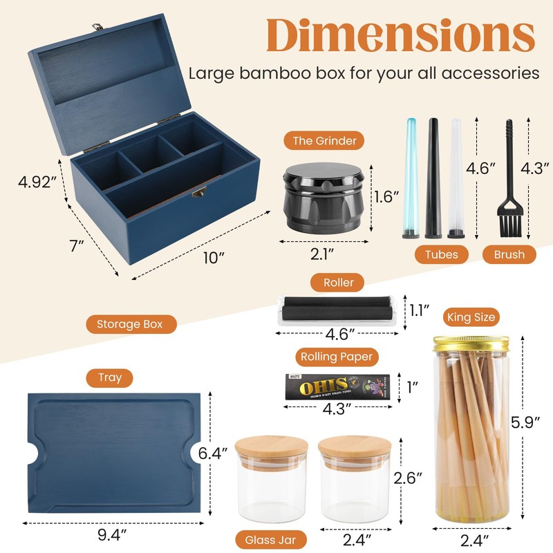 Coozyupper Large Bamboo Storage Box with Removable Tray Kit -