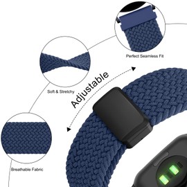 Braided Band Compatible With Garmin Vivoactive 6/Vivoactive 5/3/3 Music Watch Bands, 20mm Quick Release Stretchy Magnetic Strap for Venu Sq 2/Forerunner 55/165/245/645 (Navy Blue)