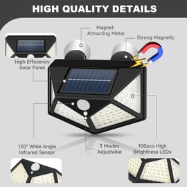 EJYTRVT Magnetic Solar RV Light with Motion Sensor – Bright 100 LED RV Exterior Light, Waterproof RV Porch Lights for Camper, Trailer, Motorhome Outdoor– Easy Install with 2 Strong Magnets (2 Pack)