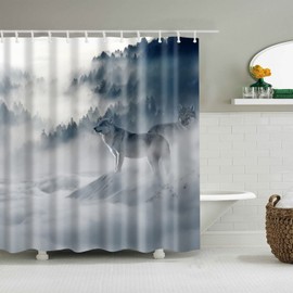 Mantto Shower Curtain Set Wolf Fabric Shower Curtain No Liner Home Decor Tapestry, Waterproof Polyester Bathroom Shower Curtain with Hooks 72" x 72" (DL1208)