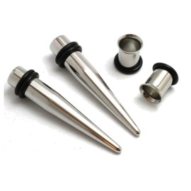 Zaya Body Jewelry 9mm Steel Ear Stretching Kit 2 Steel Tapers & 2 Steel Tunnels