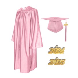 GradPlaza Shiny Graduation Cap and Gown 2023 2024 Tassel Graduation robe for Middle&High school