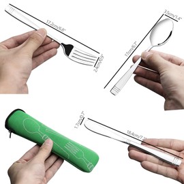 Obstnny 6 Piece Stainless Steel Travel Cutlery Set with Carry Case, Portable Lunch Utensils