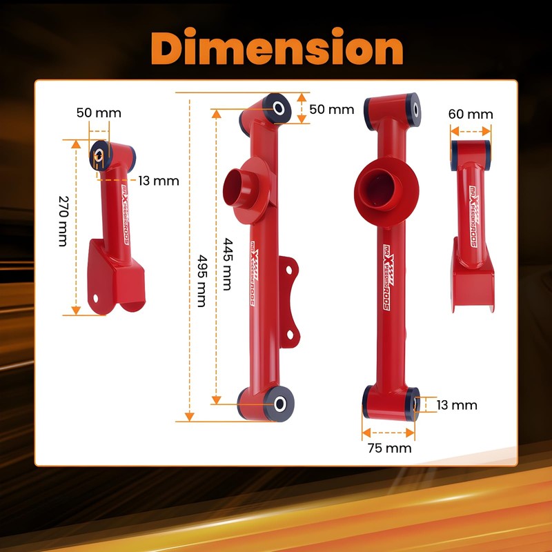 Tuningsworld Rear Upper Lower Tubular Control Arm Kit w/Hardware for