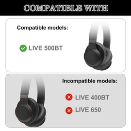 Aiivioll Cooling Gel Live 500 BT Ear Pad Replacement Earmuffs Compatible with JBL Live 500BT/Live 500 BT Around-Ear Wireless Headphones, Earpads Cushions with Noise Isolation Foam(Black)